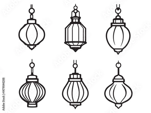 Fototapeta Minimal Pendant Lantern Vector Collection