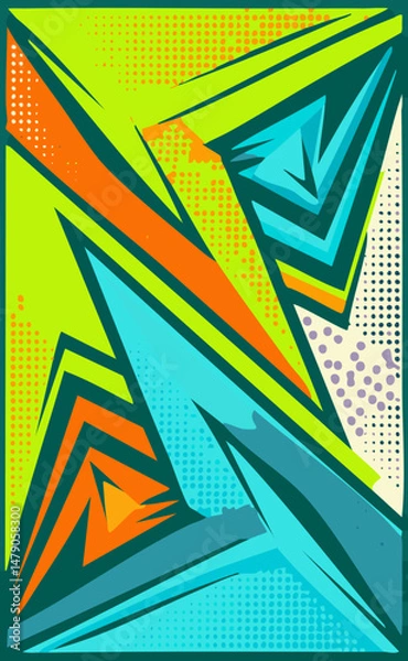 Fototapeta Colorful abstract design with geometric shapes and patterns.