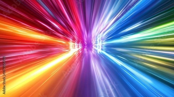 Fototapeta Vibrant Rainbow Speed Light Rays Abstract Background Digital Art Design Graphic Colorful Energy Motion Blur Fast Speed Lines Dynamic Powerful Vivid   