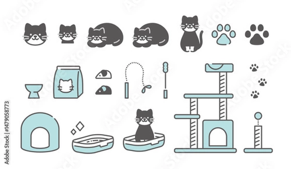 Fototapeta 猫と生活アイコン