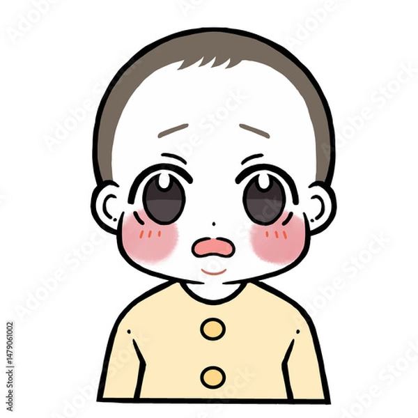 Obraz 照れる困り顔の赤ちゃんのイラスト