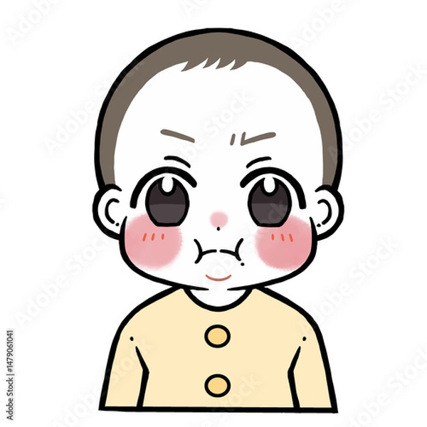 Obraz ほっぺを膨らませて怒る赤ちゃんのイラスト