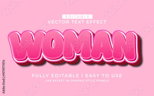 Obraz 3d editable woman text effect style typography