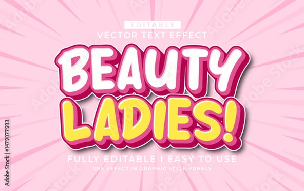 Obraz 3d editable beauty ladies text effect style typography