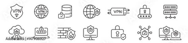 Obraz VPN icon set. Editable vector icons collection.