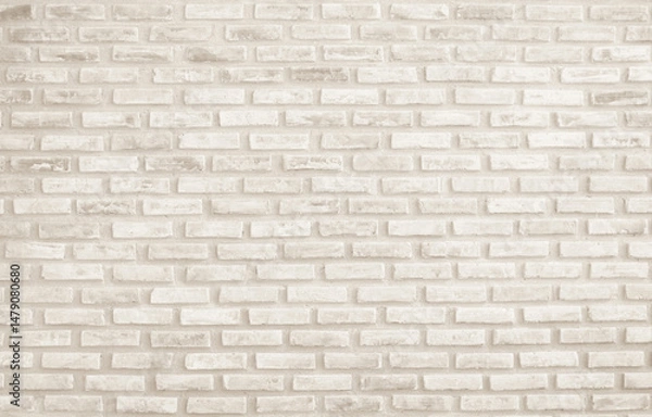 Fototapeta Detail of modern cream brick wall background photo. Brown light brick wall texture background for stone tile block painted in modern interior and exterior backdrop design.