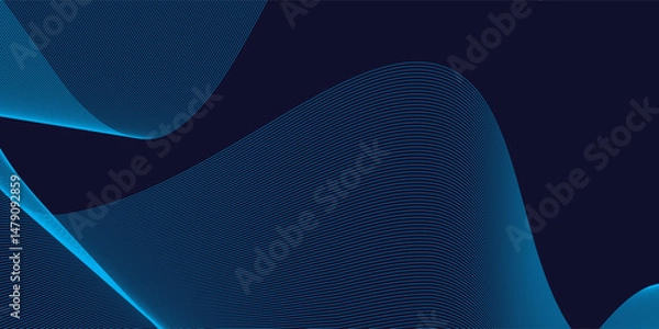 Fototapeta Abstract glowing wave lines on dark blue background. Dynamic wave pattern. Modern flowing wavy lines. Futuristic technology