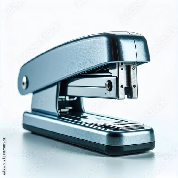 Fototapeta A sleek, modern stapler with a metallic finish, positioned against a bright background, showcasing its design and functionality