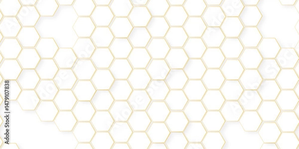 Obraz Abstract seamless honeycomb hexagon background. Geometric texture white gray pattern design.
