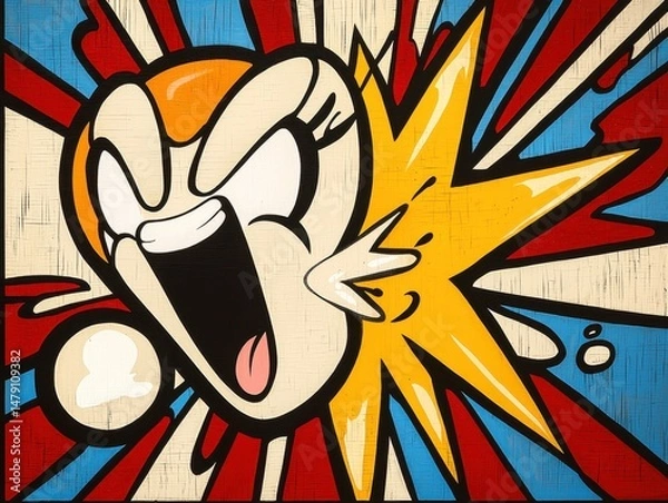 Fototapeta Angry Cartoon Character Yelling in Pop Art Style
