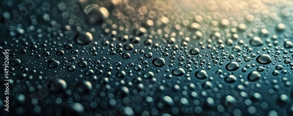 Fototapeta Dew drop close up backgrounds water moisture surface textured raindrop bubble droplet liquid rain wet abstract dark tone.