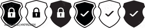 Fototapeta Security Shield Sign Vector Illustration – Lock Security Icon & Protection Symbols Set