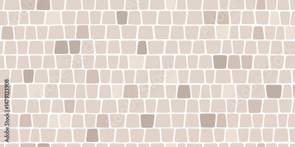 Fototapeta Paved stone seamless pattern. Pavement tile texture. Stone mosaic background. Cobble floor interior pattern. Block ancient sidewalk ornament. Vector illustration isolated on white background.