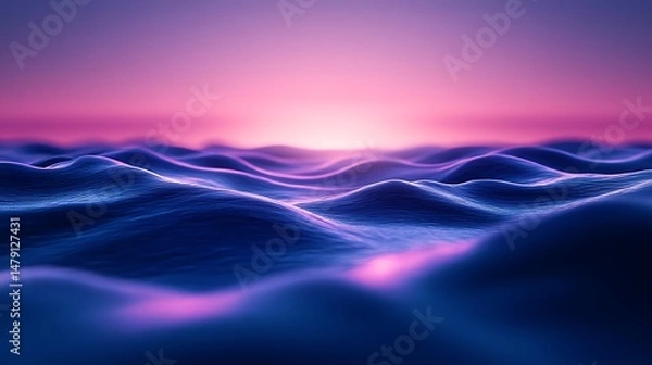 Obraz Abstract sunset over wavy landscape