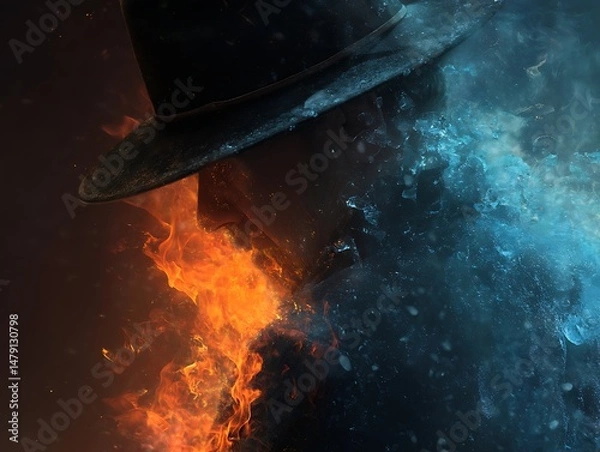 Fototapeta The Enigmatic Detective in the Flames of Mystery