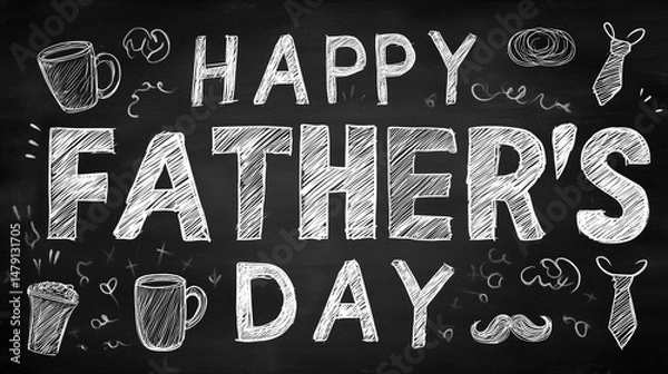 Fototapeta Celebrate the special bond with the perfect Father's Day greetings on a chalkboard, a unique and artistic tribute. Handwritten message conveys heartfelt appreciation for the guiding figure in life. 