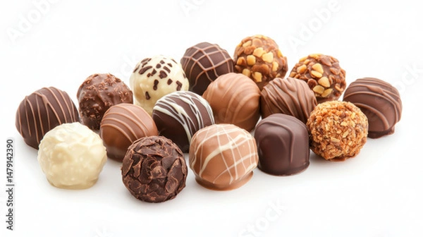 Fototapeta Delicious chocolate truffles arranged in tempting display, showcasing various flavors and textures, perfect for any sweet tooth