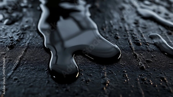 Fototapeta Dark Liquid Spills on Rough Textured Surface Abstract Background