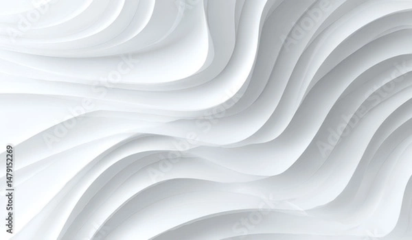 Fototapeta Abstract white undulating architectural design illustration.
