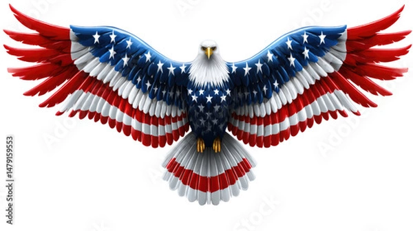 Fototapeta Majestic Bald Eagle with Stars and Stripes Design Symbolizing Freedom and Patriotism in America