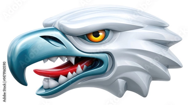Fototapeta Artistic Representation of a Fierce White Eagle Head with Sharp Beak and Intense Gaze for Creative Projects