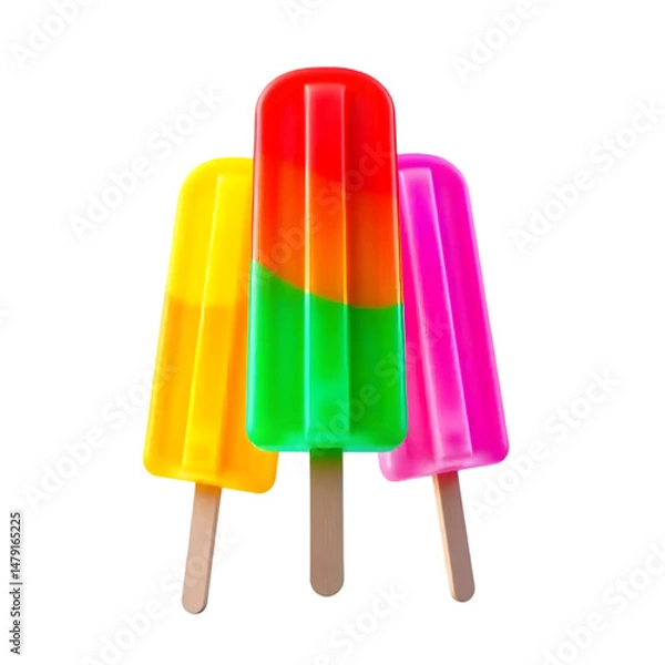 Obraz Colorful Ice Pops on White Background with Bright Reflections