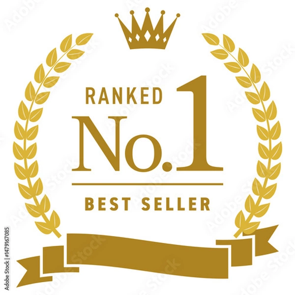 Obraz 王冠とリボンのついたランキングフレーム【金】/ No.1