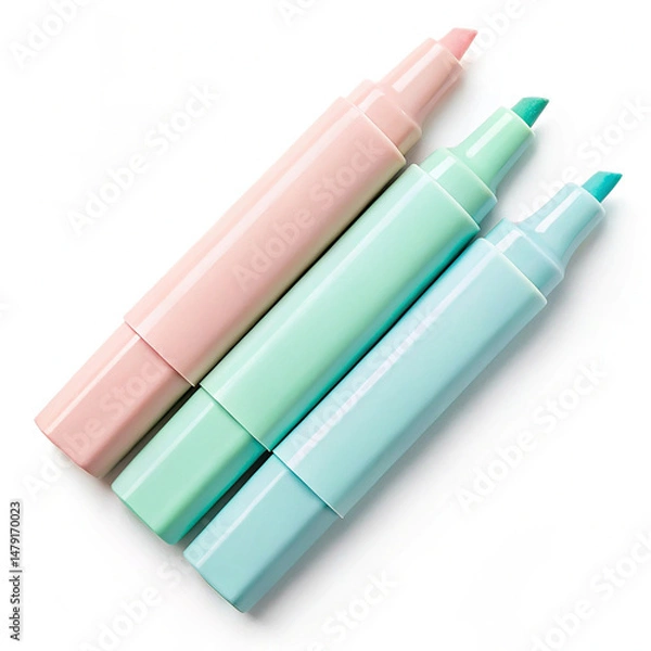 Obraz Set of pastel colored highlighters on white