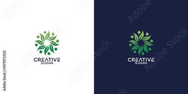 Fototapeta leaf and person logo simple design vector	