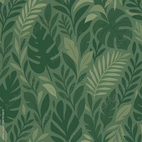 Obraz Jungle foliage, flat vector style, perfect for packaging and home decor