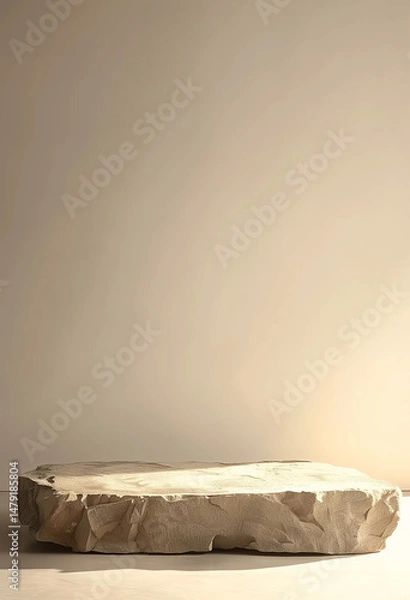 Fototapeta A minimalist, sculptural stone-like pedestal set against a soft, neutral background. The clean lines and smooth texture create an elegant and timeless atmosphere.