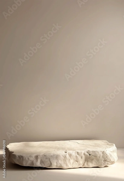 Fototapeta A minimalist, sculptural stone-like pedestal set against a soft, neutral background. The clean lines and smooth texture create an elegant and timeless atmosphere.