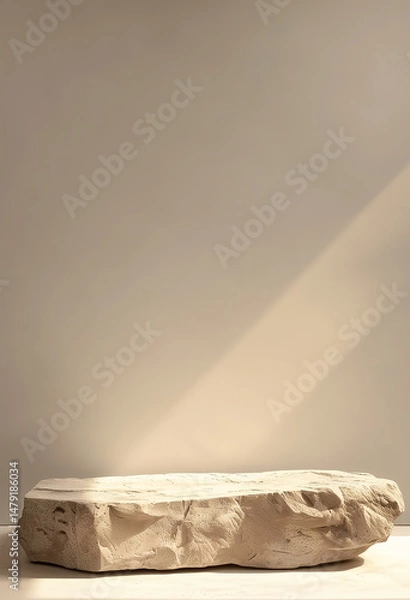 Fototapeta A minimalist, sculptural stone-like pedestal set against a soft, neutral background. The smooth texture and clean lines create an elegant, timeless atmosphere.