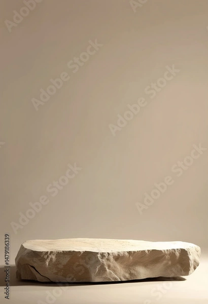 Fototapeta A subtle and calming scene with a large stone surface placed against a simple backdrop, lit by gentle light, emphasizing natural beauty and minimalism.