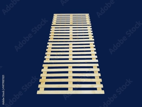 Fototapeta The dark blue background in the picture is cream colored wooden slats used for walkways and animal shelter walls. They are wooden slats that are convenient to use in the home and have beautiful.