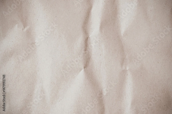 Fototapeta Crumpled brown paper texture background for design with copy space for text or image.