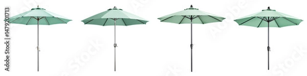 Obraz Stylish green patio umbrellas showcasing adjustable features, ideal for outdoor dining areas, garden events, summer parties, and enhancing relaxation environments