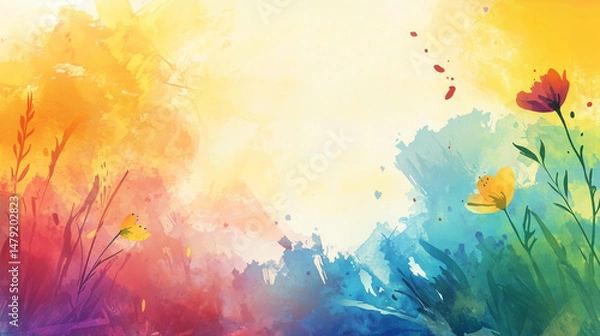 Fototapeta powerpoint background, child, cartoon, hand drawing, colorful