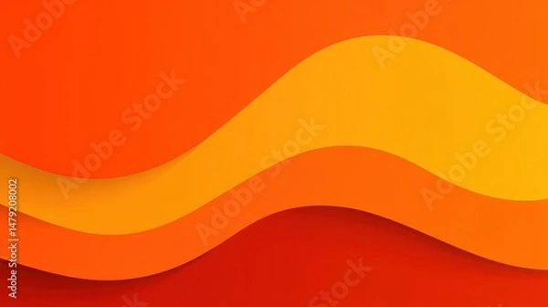 Fototapeta Vibrant orange and yellow wavy layered abstract design.