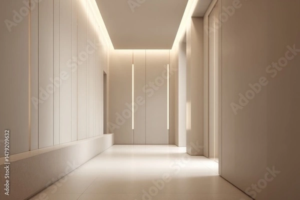 Obraz minimalistic hallway featuring neutral tones and modern decor