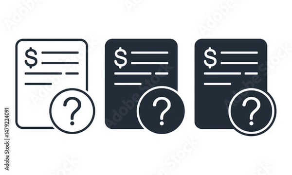 Obraz Money document with question icon. Vector illustration
