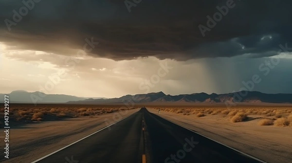 Obraz Desert Highway Storm Sunset.