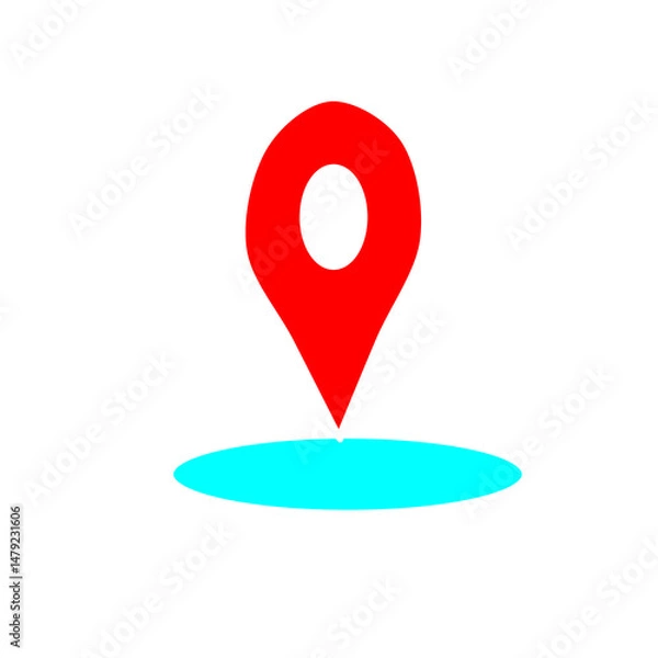 Obraz red map pointer isolated on transparent background cutout. Location symbol