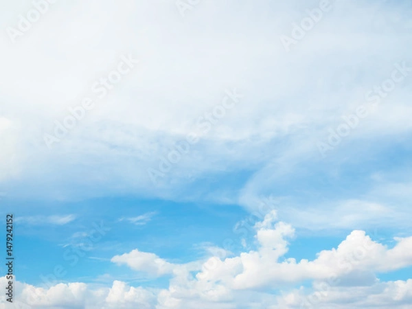 Fototapeta Sky cloud blue nature background paronama web cloudy summer winter season day, light beauty horizon spring brigth gradient calm abstract backdrop air nature view wallpaper landscape environment.