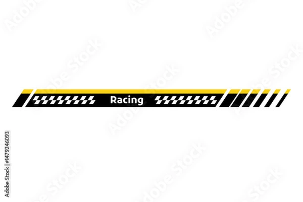 Fototapeta Car race stripe. Automobile identity. Vehicle marking element for transport modifying. Speed line, racing tuning strip or car sticker. illustration isolated on white background