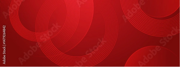 Fototapeta Red circles with thin red lines ideal for backgrounds, graphic designs, and abstract concepts showcasing modern and geometric elements.