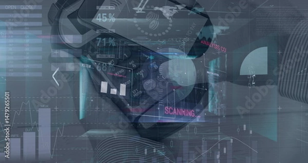 Obraz Image of graphs over smartphone and payment terminal