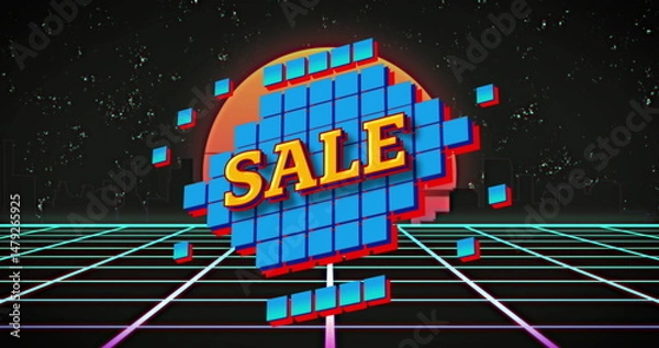 Obraz Image of sale over cityscape and digital space