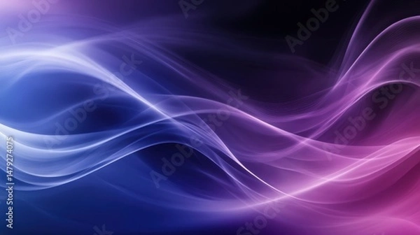 Fototapeta Abstract flowing light waves in purple, blue, and white