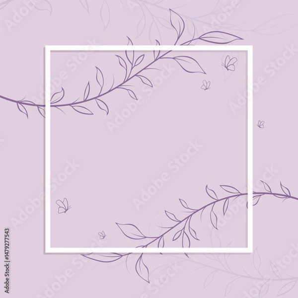 Obraz Minimalist and Aesthetic floral frame border with butterflies background